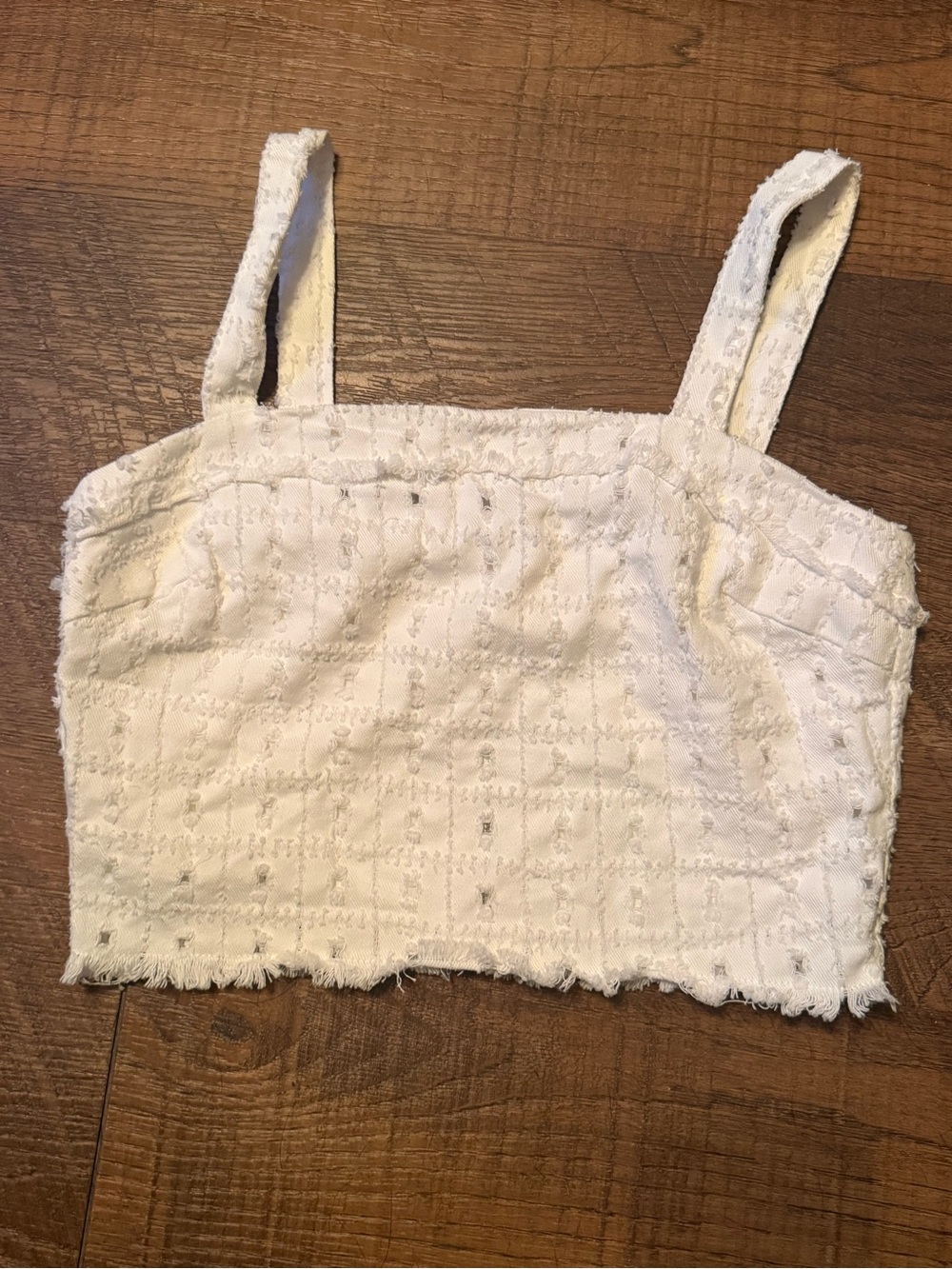Lulu's White Textured Square-Neck Crop Top